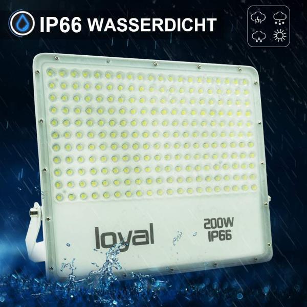 loyal 200W LED spotlight, 18000LM super bright LED spotlight, cold white 6000K, LED floodlight outdoor spotlight, IP66 waterproof floodlight outdoor spotlight for garden, garage, sports field, yard